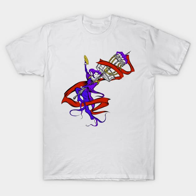 Cool Disc Golf Jester with Basket Staff illustration T-Shirt by CaptainHobbyist